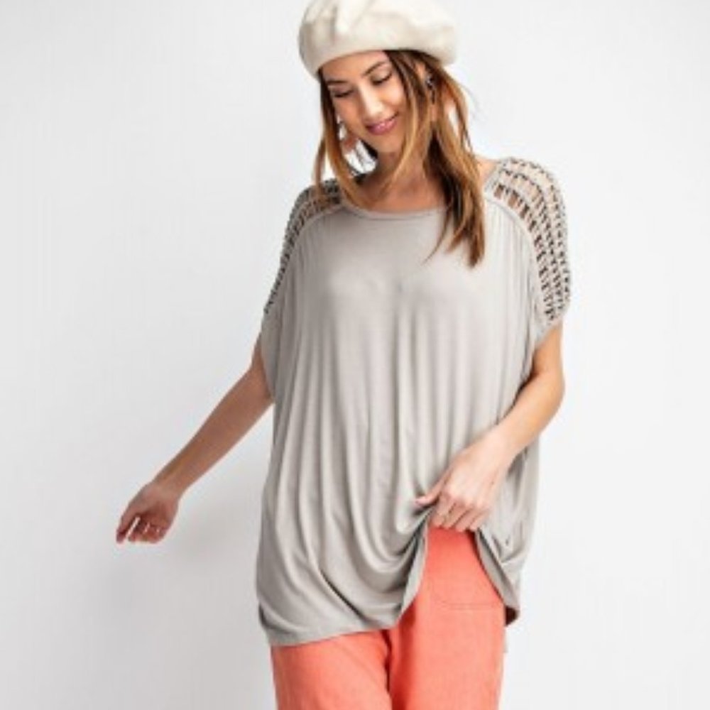 Grey braided shoulder tunic